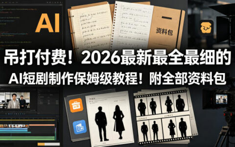 吊打付费！2026最新最全最细的AI短剧制作保姆级教程！附全部资料包