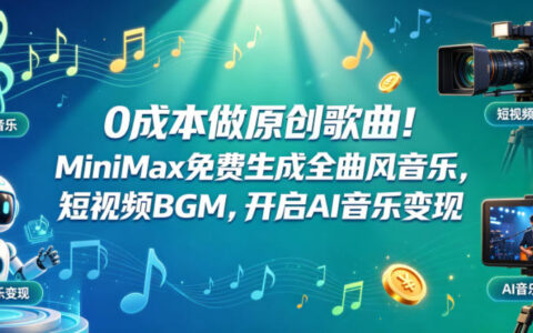 0成本做原创歌曲！MiniMax免费生成全曲风音乐，短视频BGM，开启AI音乐变现
