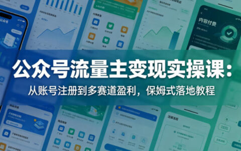 公众号流量主变现实操课：从账号注册到多赛道盈利，保姆式落地教程