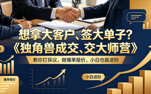 想拿大客户、签大单子？《独角兽成交大师营》教你扛异议、做爆单报价，小白也能进阶【原创双语字幕】