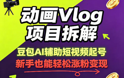 动画Vlog项目拆解，豆包AI辅助短视频起号，新手也能轻松涨粉，43条作品涨粉8.3W