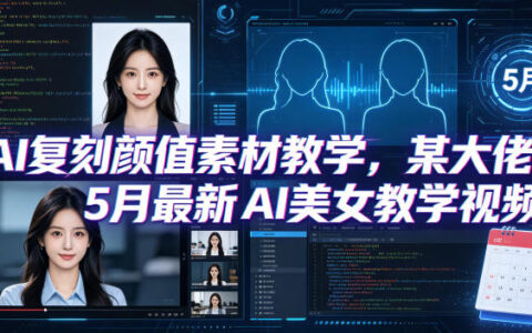 AI复刻颜值素材教学，某大佬5月最新AI美女教学视频，内含4月好物复刻教学