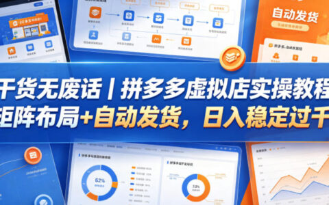 干货无废话｜拼多多虚拟店实操教程，矩阵布局+自动发货，日入稳定过千