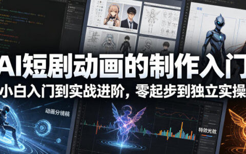 AI短剧动画的制作入门，小白入门到实战进阶，零起步到独立实操