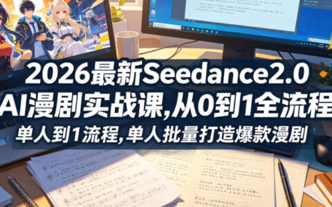 2026最新Seedance2.0 AI漫剧实战课,，从0到1全流程，单人批量打造爆款漫剧