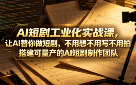 AI短剧工业化实战课，让AI替你做短剧，不用想不用写不用拍，搭建可量产的AI短剧制作团队