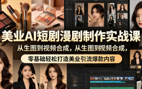美业AI短剧漫剧制作实战课，从生图到视频合成，零基础轻松打造美业引流爆款内容