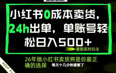 小红书0成本AI卖货，24小时出单，全流程托管，保底日入500+，每天十几分钟就够了【揭秘】