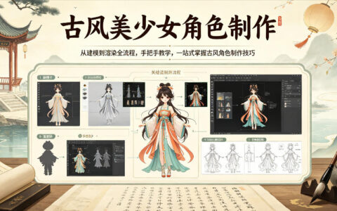 古风美少女角色制作，从建模到渲染全流程，手把手教学，一站式掌握古风角色制作技巧