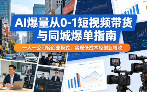AI爆量从0-1短视频带货与同城爆单指南，一人一公司轻创业模式，实现低成本轻创业增收