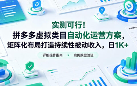 实测可行！拼多多虚拟类目自动化运营方案，矩阵化布局打造持续性被动收入，日1K+【揭秘】