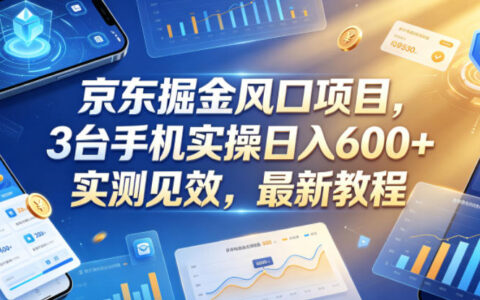 京东掘金风口项目，3台手机实操日入600+，实测见效，最新教程【揭秘】