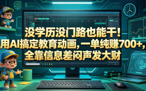 没学历没门路也能干！用AI搞定教育动画，一单纯賺700+，全靠信息差闷声发大财【揭秘】