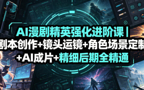 AI漫剧精英强化进阶课｜剧本创作+镜头运镜+角色场景定制+AI成片+精细后期全精通