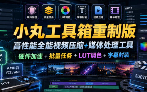 小丸工具箱重制版–高性能全能视频压缩+媒体处理工具｜硬件加速+批量任务+LUT调色+字幕封装