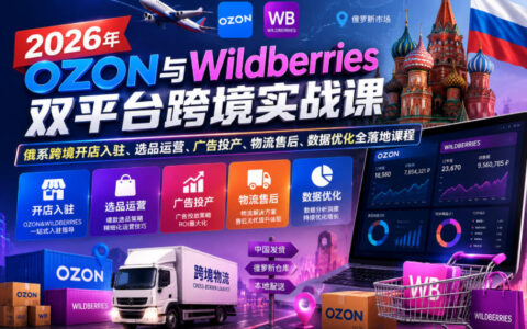 2026年OZON×Wildberries双平台俄系跨境实战课：从开店入驻到选品、广告投产、物流售后与数据优化全流程落地
