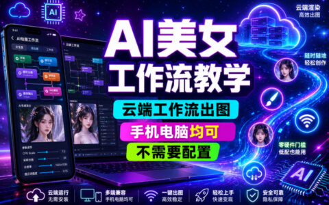 零配置云端AI美女出图工作流实操：手机/电脑一键出图，快速起号涨粉