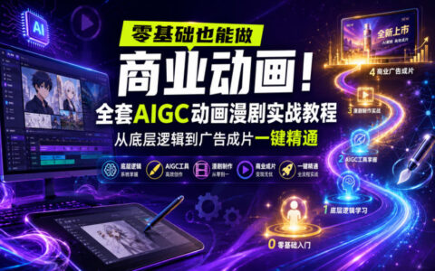 零基础也能做商业动画？一套AIGC动画漫剧实战教程：从底层逻辑到广告成片一键掌握