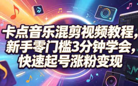 零基础也能3分钟学会卡点音乐混剪，快速起号涨粉变现全攻略