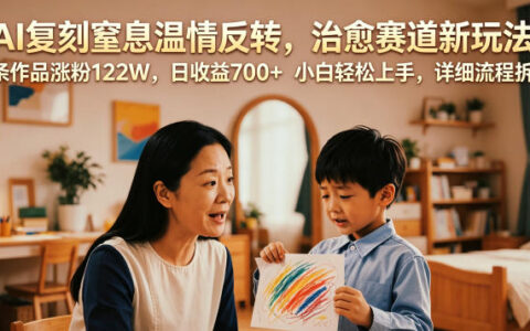 如何用AI复刻“窒息级温情反转”在治愈赛道快速涨粉？9条作品涨粉122万、日入700+，小白也能上手的全流程拆解