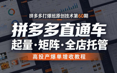 打爆班第60期实操：拼多多直通车如何通过起量、矩阵与全店托管实现高投产爆单增收？