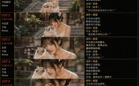 写作技巧：用提示词打造美女与猫的故事——人物一致性要点与完整故事板