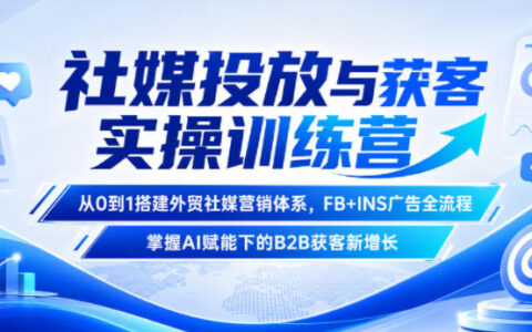 外贸社媒投放与获客实操：从0到1搭建FB+INS广告体系，AI赋能下的B2B获客新增长训练营