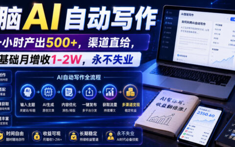 揭秘：电脑AI自动写作如何一小时产出500+、渠道直给，0基础月增收1-2万，永不失业？