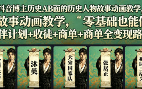 如何从零开始做抖音“历史AB面”人物故事动画？一套伙伴计划、收徒与商单的完整变现路径