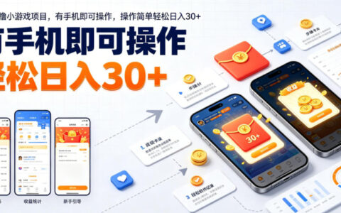 零撸小游戏真能日入30+？手机即可操作、上手超简单的最新项目实测