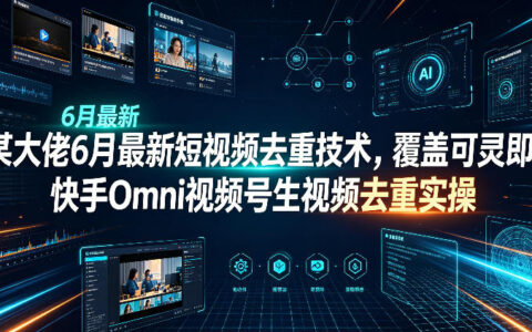 某大佬6月最新短视频去重干货：可灵、即梦、快手、Omni 与视频号去重实操