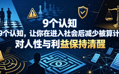 进入社会后你该有的9个认知：不再被算计，清醒看透人性与利益