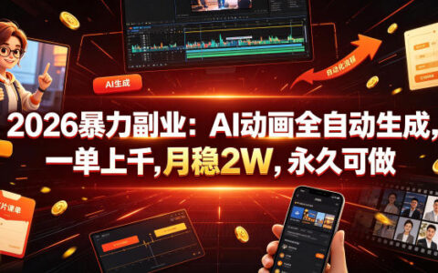 揭秘2026暴利副业：AI全自动生成动画，一单上千月稳2万，真的能长期做？
