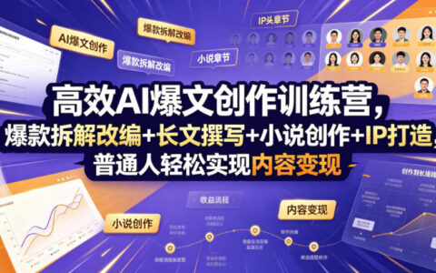 普通人如何通过高效AI训练营，靠爆款拆解改编、长文与小说创作打造个人IP并实现内容变现？