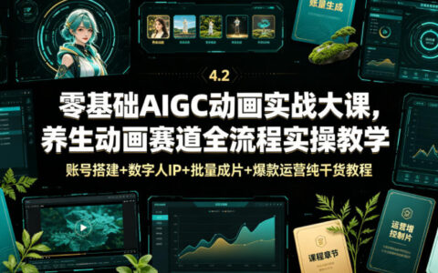 零基础也能做！AIGC养生动画从0到爆款：账号搭建、数字人IP、批量出片与运营全流程实操