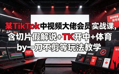 TikTok视频大神会员实战课全解析：从切片假解说到TK开中与体育一刀不剪玩法