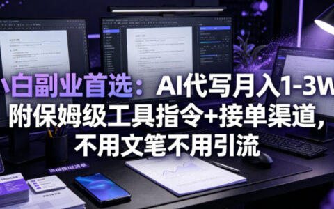 零基础怎么靠AI代写月入1-3万？保姆级工具指令+接单渠道全公开，不会写作也能做