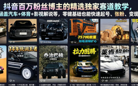 抖音百万粉丝博主都在做的赛道：汽车、体育、影视解说如何从零快速起号涨粉变现（更新0701）