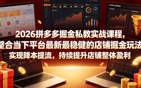 2026拼多多私教实战：从平台最新玩法到稳健降本提流，全方位提升店铺盈利能力