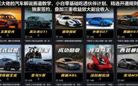 零基础也能入局！从汽车赛道教学到伙伴计划，揭秘三重收益放大副业的新玩法
