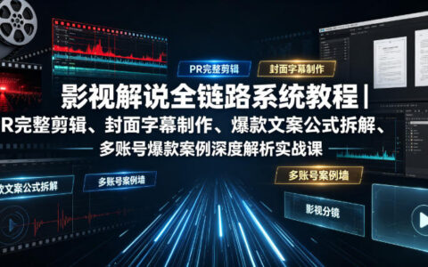影视解说怎么做出爆款？从PR剪辑、字幕封面到文案公式与多账号实战案例全流程解析