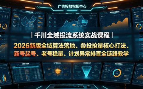 2026新版千川全域投流实战课：算法落地策略、叠投抢量技巧与账户全周期优化指南