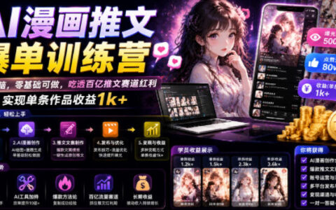 零基础用AI做漫画推文，一台电脑轻松上手，抓住百亿流量红利实现单条收益破千