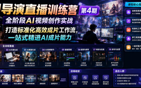 AI导演实战营第4期：全流程AI视频创作指南，打造高效标准化成片工作流