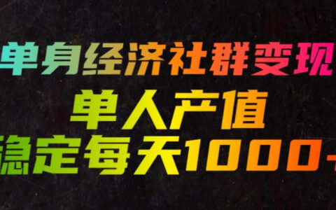 单身经济到底有多赚钱？揭秘低门槛社群变现玩法，单人日收益稳定1000+的底层逻辑
