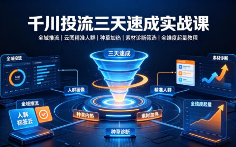 千川投流3天能学会吗？从全域推流到云图精准人群，这套实战起量方法一次讲透