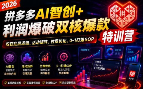 2026拼多多AI智创+利润爆破特训营：从底层逻辑到0-1打爆SOP，如何搭建高利润爆款运营体系