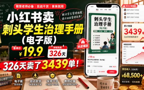 小红书上卖“刺头学生治理手册”电子版，定价19.9元，326天卖出3439单，教育资料真这么赚钱吗？