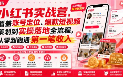 小红书从零到第一笔收入：账号定位到爆款短视频策划与实操落地的全流程拆解