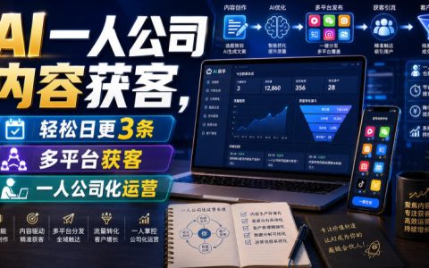 AI一人公司如何实现内容获客：日更3条、多平台引流与一人化运营指南（更新）